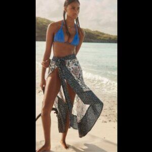 New 2-PIECE SET: Celandine Wrap Midi Skirt AND Short-Sleeve Tie-Back Crop Top